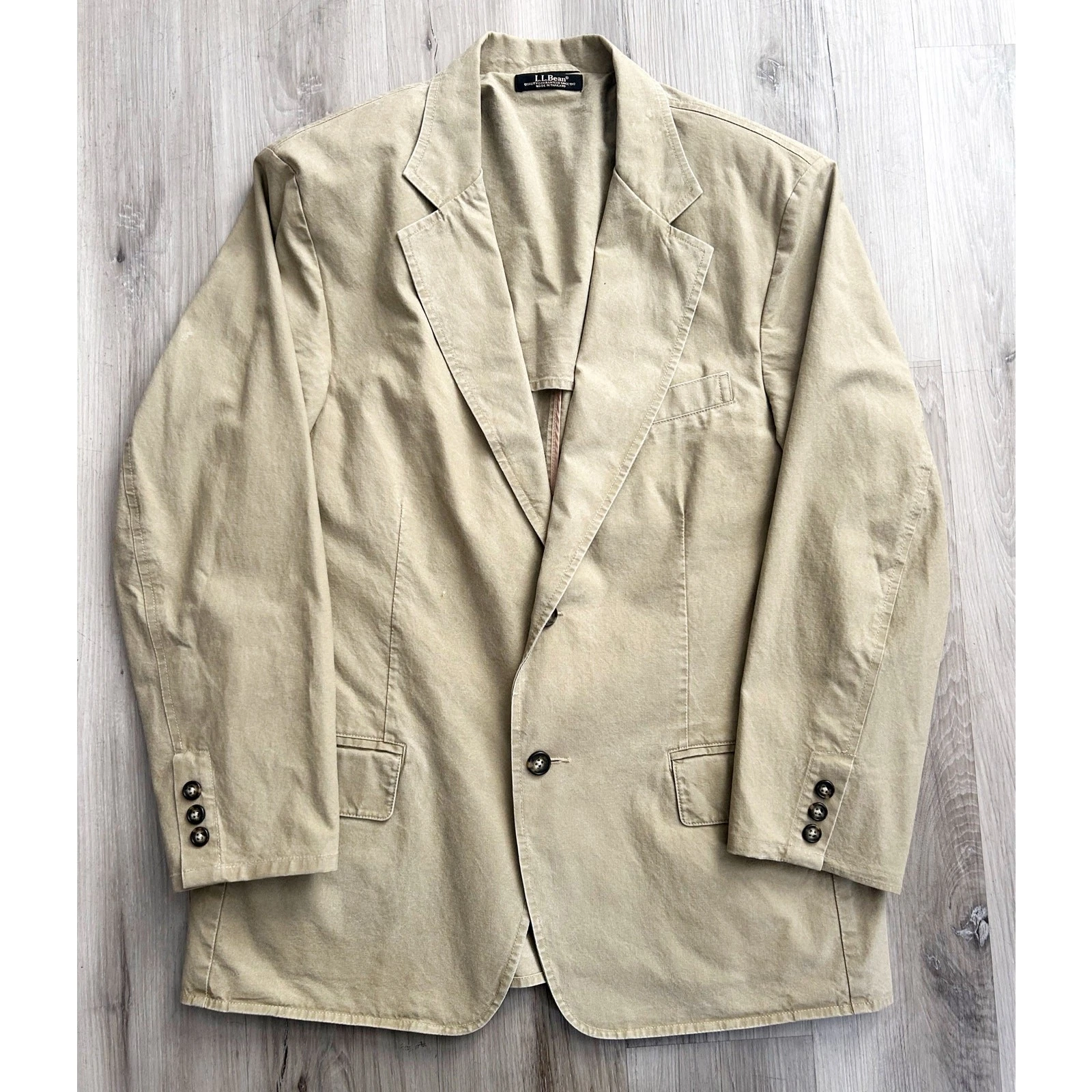 Vintage LL Bean Blazer Mens Sz 40 Short Khaki Sport Coat Jacket Casual Outdoors