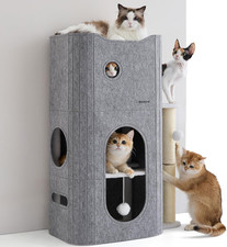 3-Level Indoor Cat Bed- Small Cat Condos Tree for Multiple Kitties 22.5X31.5X13