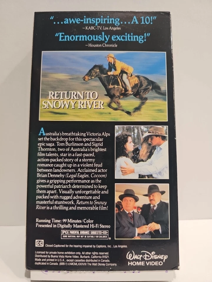 Return to Snowy River (VHS) 1988 Tom Burlinson, Brian Dennehy TESTED - Image 2 of 3