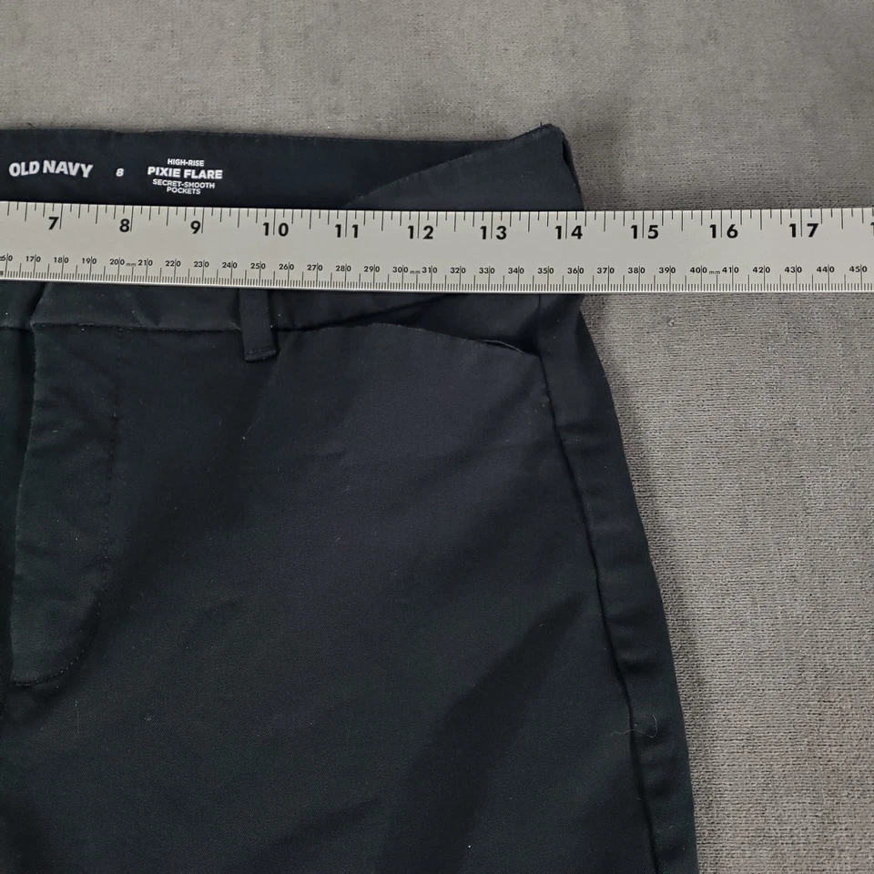  Pantalones acampanados Pixie de tiro alto Old Navy para mujer talla 8 negros secretos bolsillos lisos Foto 3 de 4