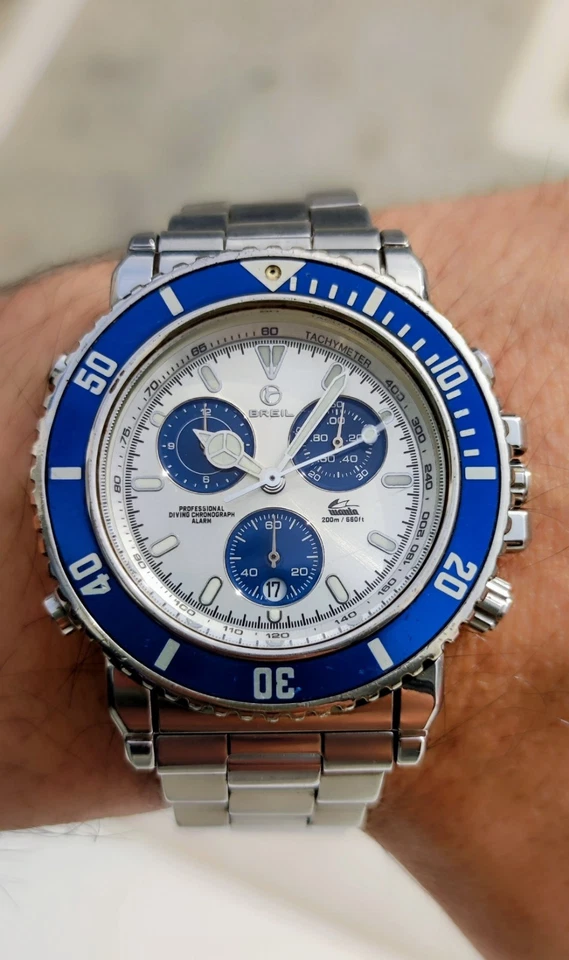 🧿Orologio Breil Manta Chrono Diver Sub 200 m Deeph Alarm Vintage Swiss Movt - Immagine 2 di 4