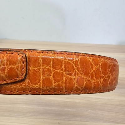 Genuine Alligator Belt MEDIUM 36 90 Tan Orange Italian  display picture 2
