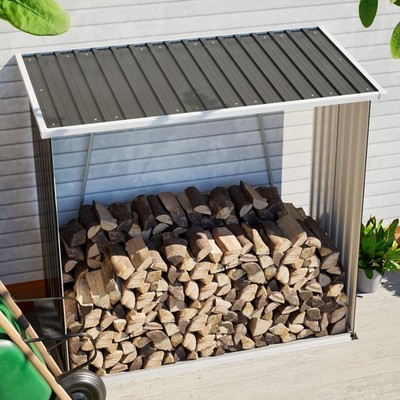 5' x 3' Outdoor Firewood Racks Wood Storage Shed Firewood Shelter w/ Sloped Roof