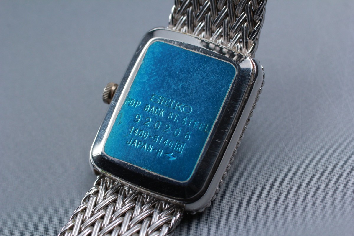 Vintage 1989 [Exc+5] Seiko 1400-5140 Silver Rectangle Quartz