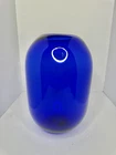 Vintage MCM Blenko Glass 8016L Pill Vase In Sapphire 12.75” Don Shepherd
