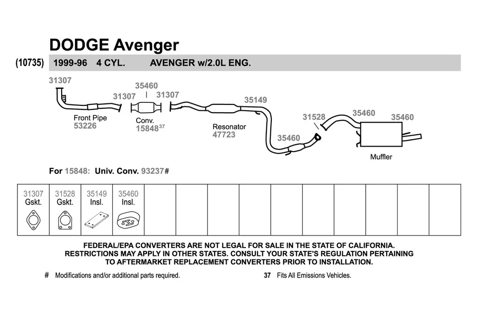 For Toyota Tacoma 05-15 Exhaust Pipe Flange Gasket Metal Mesh & Thermal Foto 3 de 4