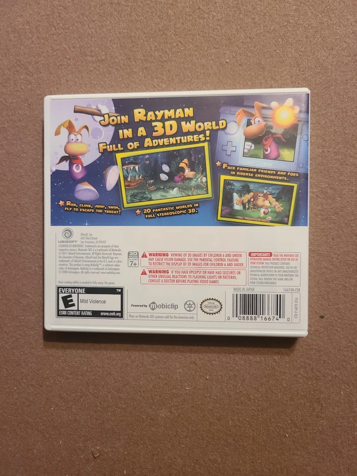 Rayman 3D (Nintendo 3DS, 2011) Complete CIB TESTED Ubisoft - Image 2 of 4
