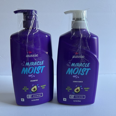 #ad Aussie Miracle Moist Shampoo Conditioner Hair Set 26.2floz each Avocado Pump NEW $18.00