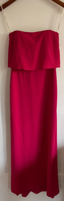 HALSTON HERITAGE ~ Long Strapless w Built in Bustier ~ Cranberry Pink ~ Size 0