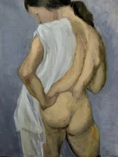 Estate Sale Find Female Nude Acrylic on Painting Canvas 44" x 42" 