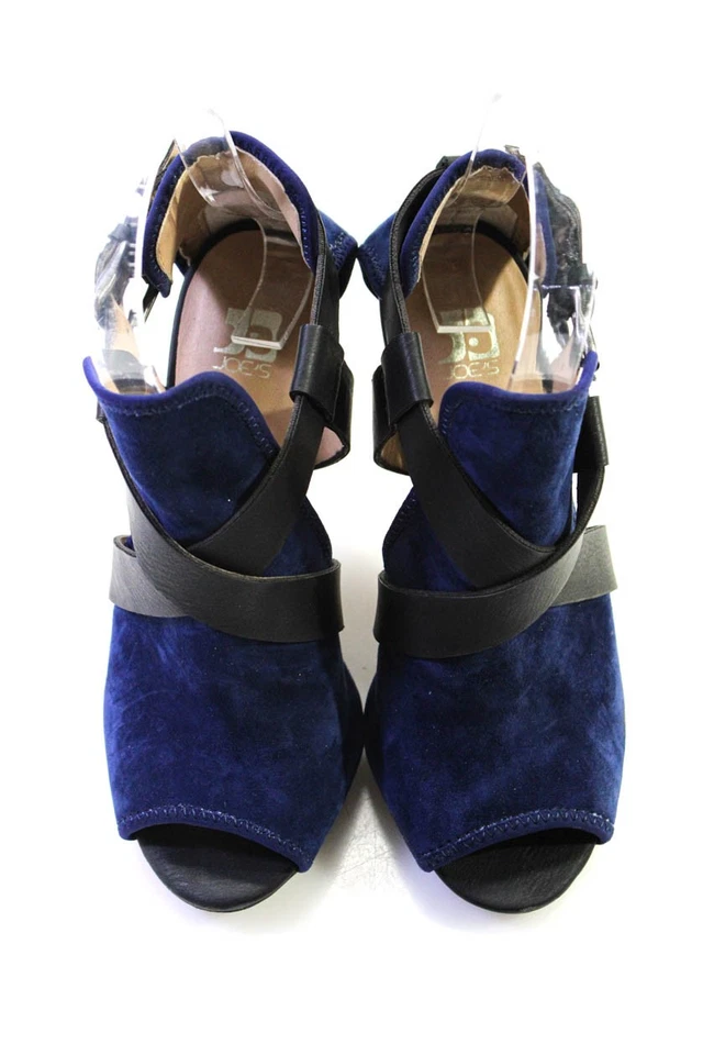 Sandalias Joes para mujer de gamuza de cuero con tiras punta abierta de tacón alto azul marino talla 5,5 M Foto 2 de 4