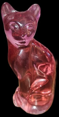 Fenton Glass Pink Cat Figurine
