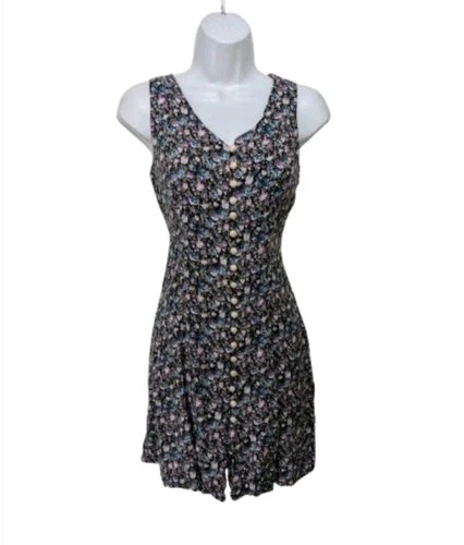 Vintage Women Floral Dress Size 9 Whimsigoth Ditzy Grunge Corset Back 90s Y2K