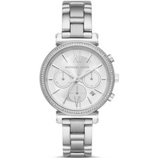 Michael Kors Sofie MK6575 Women's Silver-Tone Chronograph 39mm Watch MSRP $275