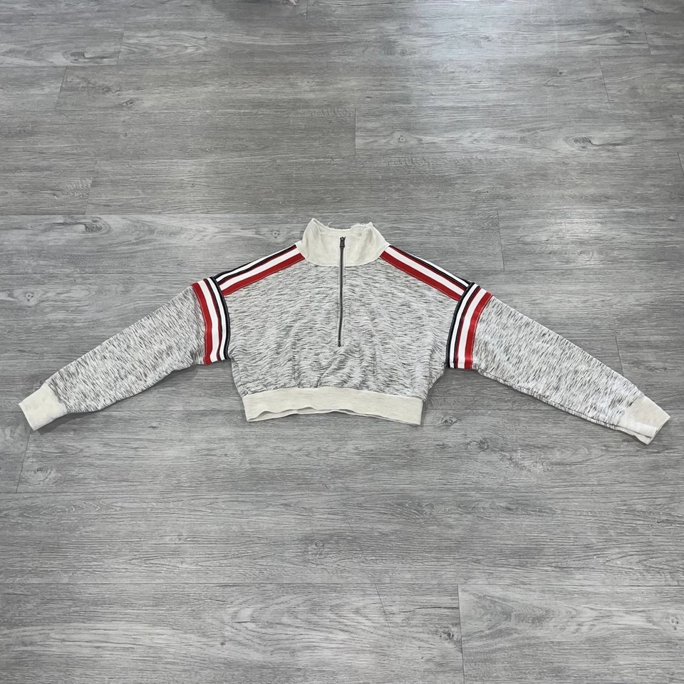 Sudadera FP Movement Free People Talla L Getting My Vibe Cremallera Corta Retro Gris Foto 2 de 4