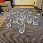 6 Enjoy Coca-Cola glasses vintage 16oz Clear White Lettering