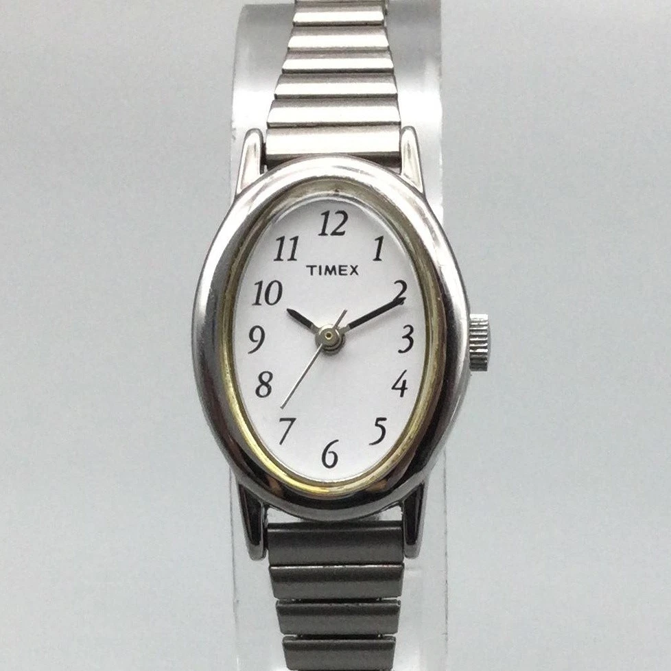 VTG Timex Analog Women Watch 22MM White Dial Sterling Silver Tips 6\