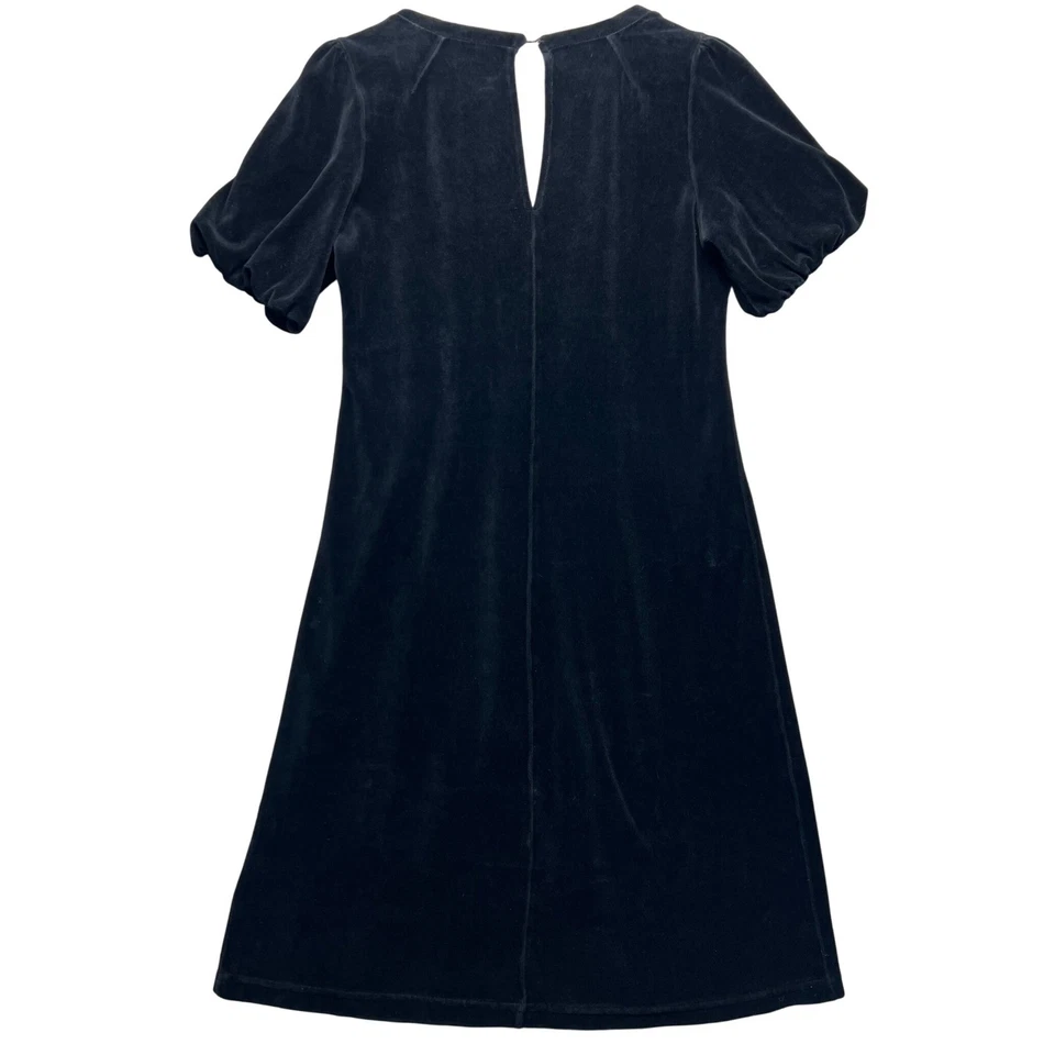 Y2K Juicy Couture Black Velvet Mini Dress Short Sleeve Ribbon V-Neck Whimsigoth - Image 2 of 4