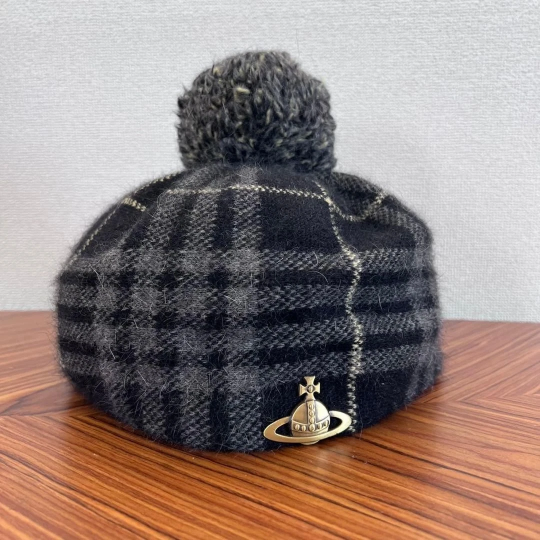 Vivienne Westwood check beret black fashion outdoor winter women
