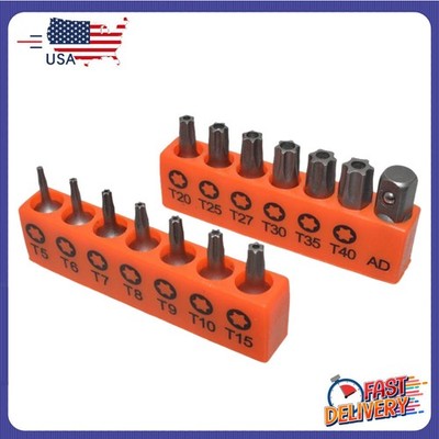 14PC Torx Hex Bit Set Security Tamper T5 -T40 Proof Torq Star Resistant S2 Steel