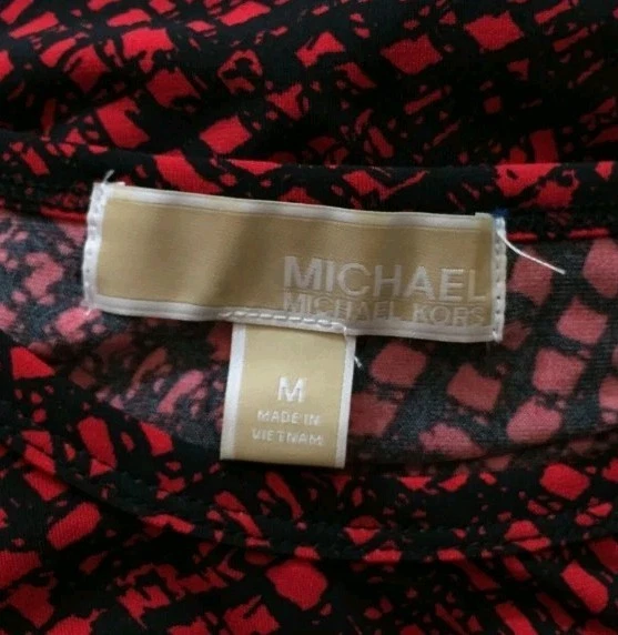 Abito Michael Kors M Rosso Nero Cambio Manica 3 4 Carriera Cocktail Elasticizzato Us intime Ottimeioni