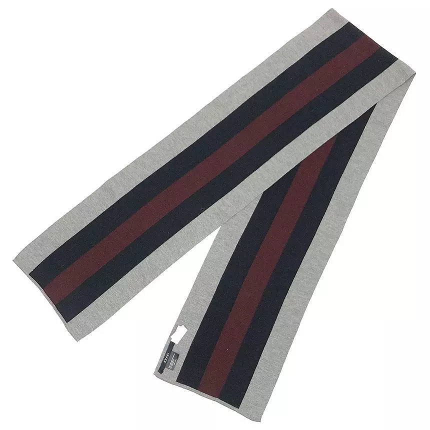 Gucci sherry line muffler cashmere wool silk Size 24 x 178cm Color Gray x Navy