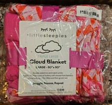 NWT Little Sleepies Pink Watercolor Hearts Large Cloud Blanket Pink Red Bamboo