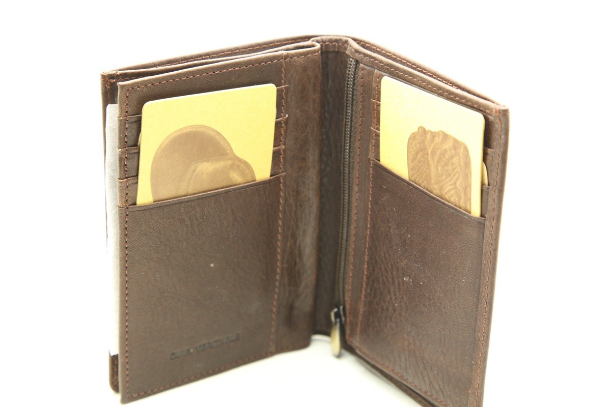 Portefeuille Noir En Cuir Véritable Avec Motif Bottes Cowboy - 13x9 Cm, Neuf Sans étiquette