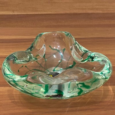 Vintage MCM Murano Art Glass Alfredo Barbini Fish Center Triangle