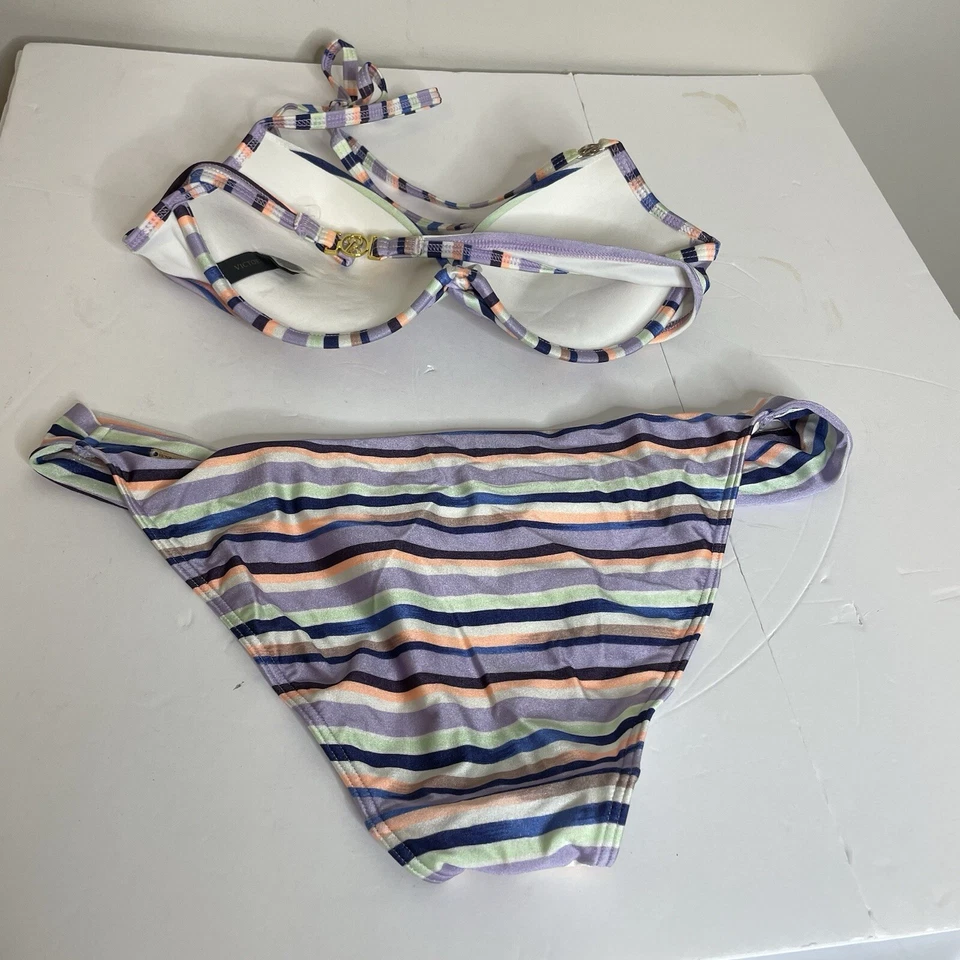 Victoria's Secret Talla M Parte Inferior 34B Top Clásico Hipster Bikini Rayas Finas Foto 3 de 4