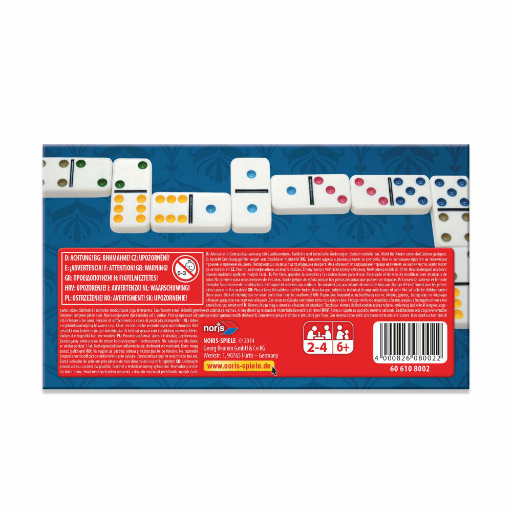 Thumbnail - Noris Deluxe Doppel 6 Domino, Dominosteine, Legespiel, Familien,