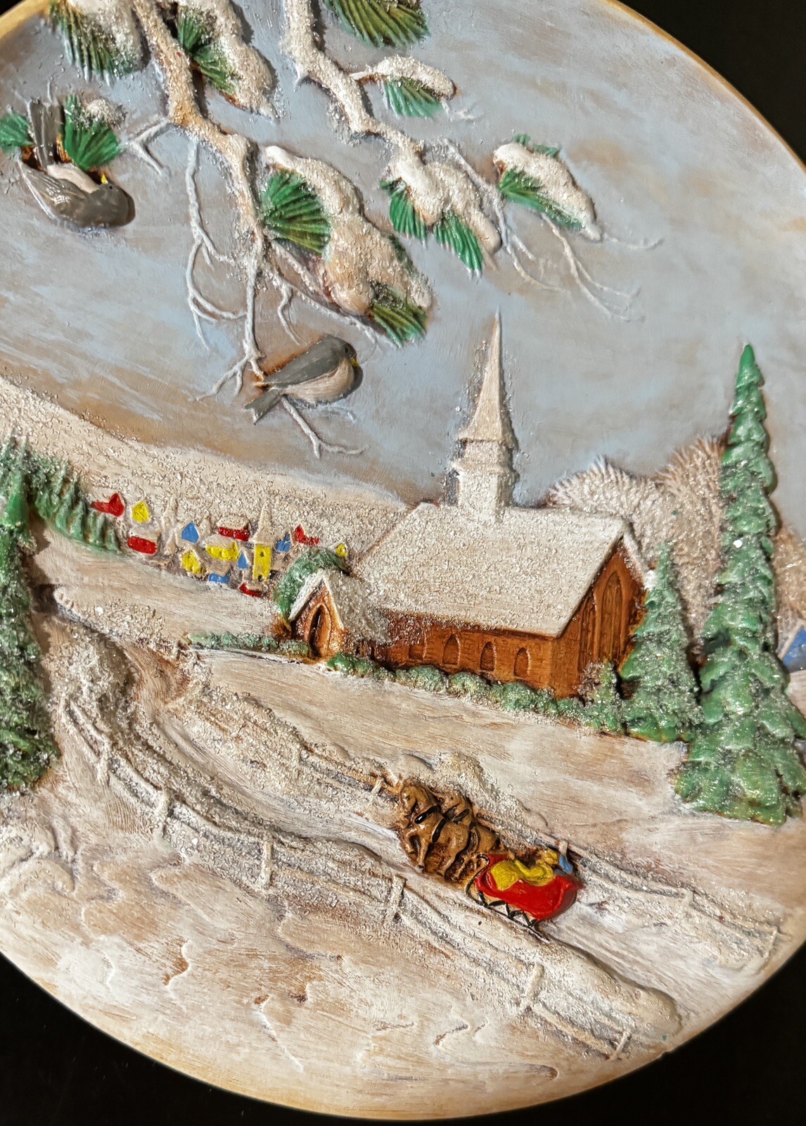 VINTAGE 1980 Byron Molds Winter Scene Plate Snowy Countryside Christmas Church