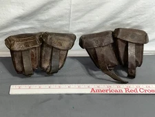 Lot 2 vintage Leather CARTRIDGE AMMO POUCH German Mauser BULGARIA M95 Mannlicher