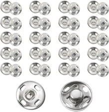 Metal Sew on Snap Buttons, Fasteners Press Studs for Sewing Clothes Jeans Overco