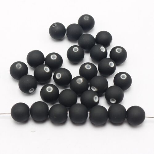 200 perles rondes acryliques couleur noire mate 8 mm (0,32") ton caoutchouc - Photo 1 sur 4