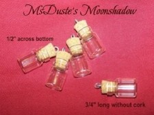 x 5 MINI Corked Glass Pendant Bottles for Necklaces Or Earrings Tiny 3/4"