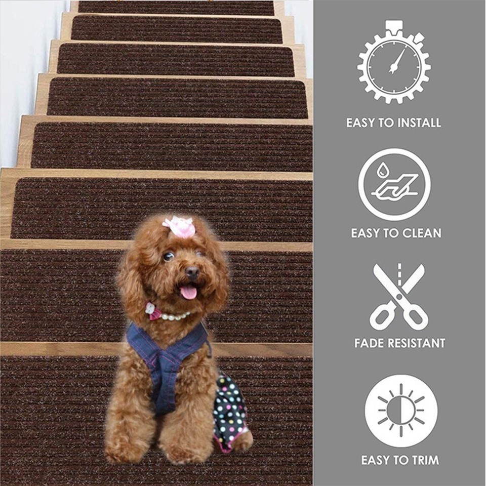 Carpet Stair Treads Non Slip Backing Resistant Runner Rug Stair