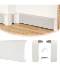 3Ft White Baseboard Heater Radiator Cover Kit W/ Left & Right End caps Steel