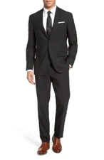 TED BAKER Jay 100% Wool Solid Black Suit, Size 44 R NWI