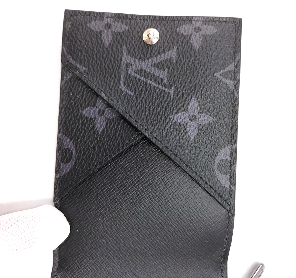Auth LOUIS VUITTON Hybrid Wallet Monogram Eclipse Noir Black with