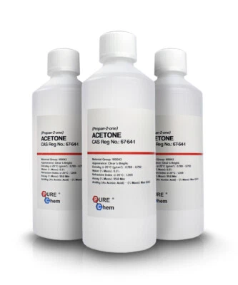 PURE CHEM Acetone Acrylic Nail Nail Polish Remover 99.8% 3x500ml Bottle (1.5L Total)