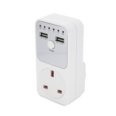 Dual USB UK Plug Timing Socket Timer Switch Countdown Outlet Controller KG