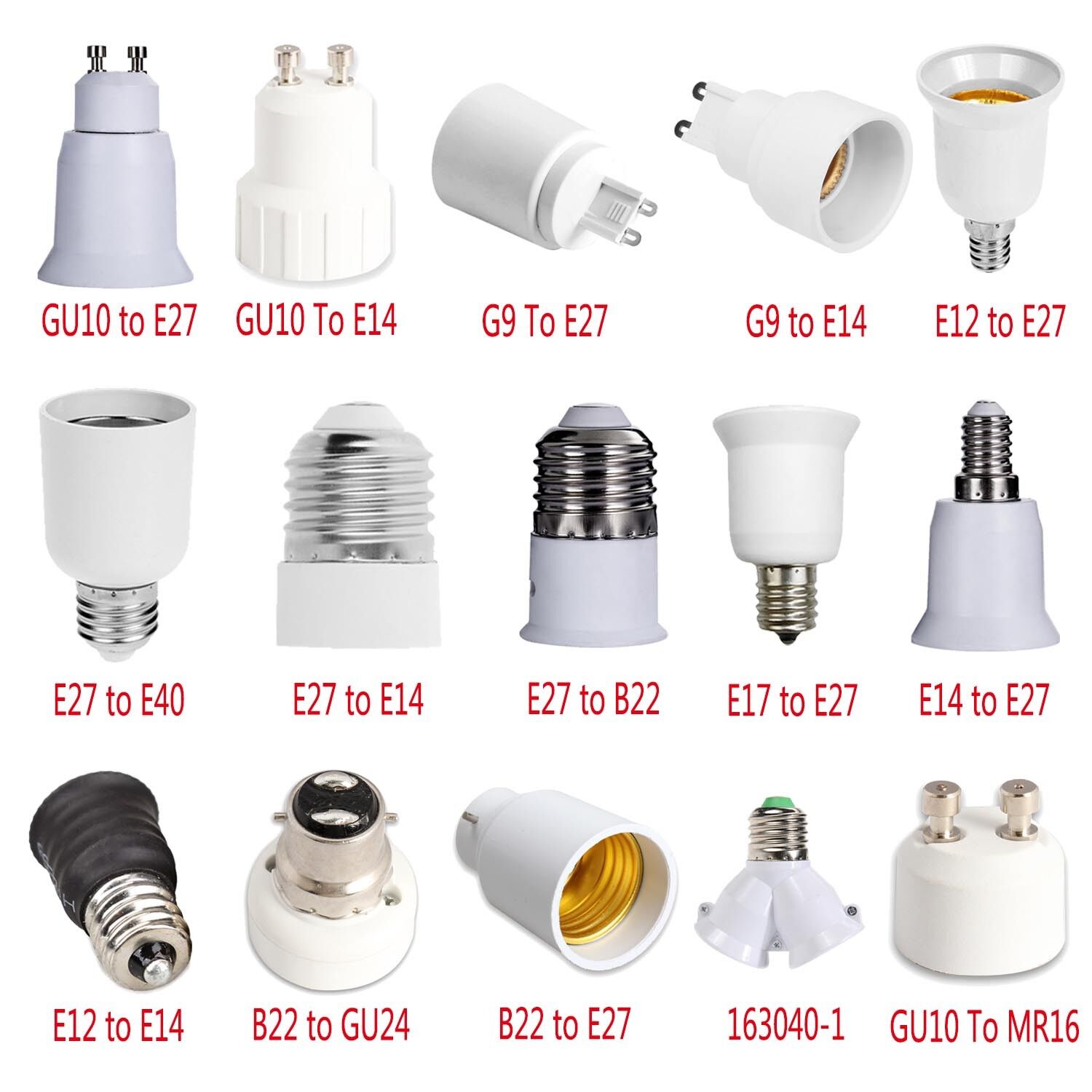 Image 01 - G23/GU10/E27/B22 to E27/E12/E14 Light Bulb Base Socket Lamp Converter Adapter