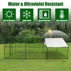 Large Metal Chicken Coop Walk-In Chicken Run Peaked Roof w/Cover 10x20x6.6 ft