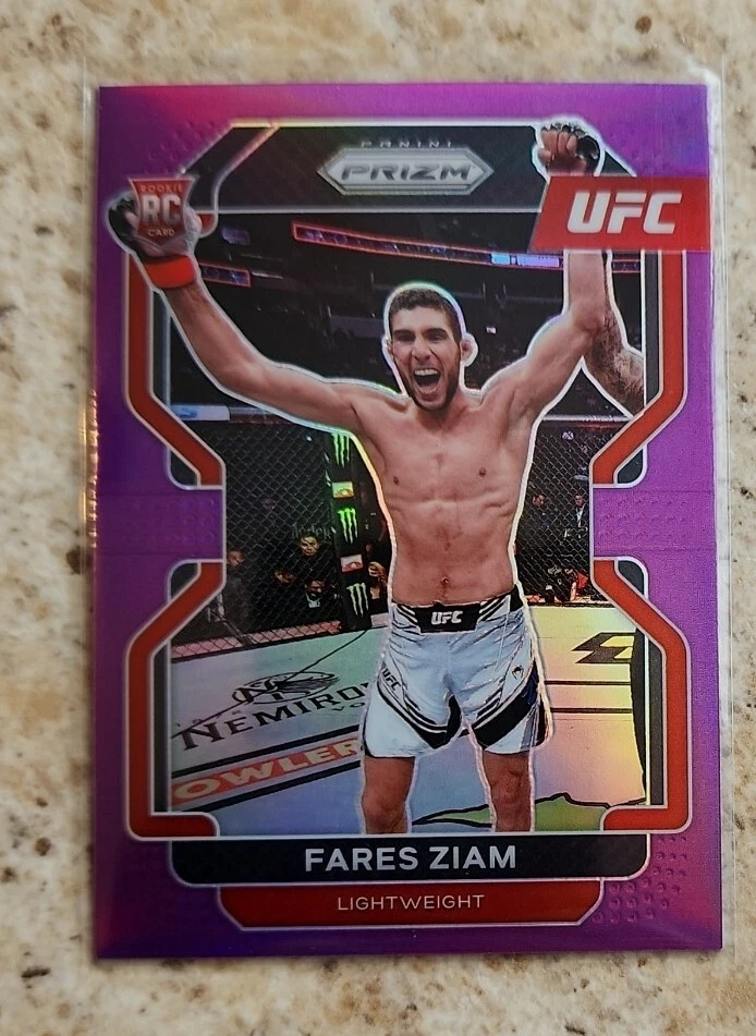 2022 /149 PANINI PRIZM UFC PURPLE SILVER ROOKIE RC FARES ZIAM #143 PARALLEL SP - Image 4 of 4