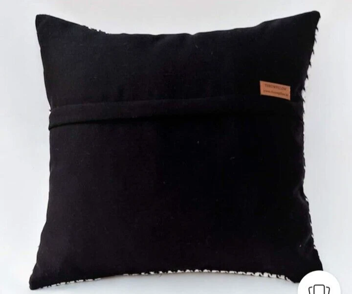 Funda Cojín Moderna Granja Pata de Gallo Blanco y Negro 16x16 Foto 3 de 4