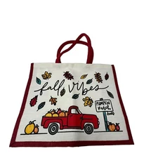 MARKET STREET Tote Fall Vibes Jute Grocery Bag Cottagecore Bag 16x13”