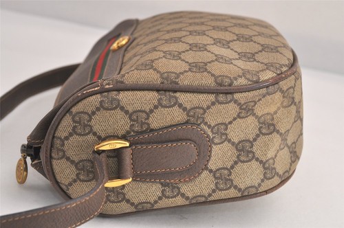 Authentic GUCCI Web Sherry Line Shoulder Bag GG PVC Leather Brown Junk 4997M - Foto 5 di 10