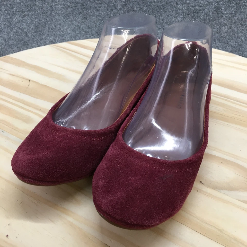 Zapatos planos de ballet Lucky Brand para mujer 7 M Erin sin cordones borgoña gamuza informales Foto 3 de 4