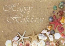 Shells and Starfish - Box of 14 LPG Tropical Christmas Cards by LPG Greetings